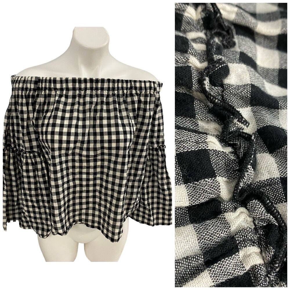 Who What Wear Top Womens Medium Gingham Summer Country Picnic Farm Ranch BBQ